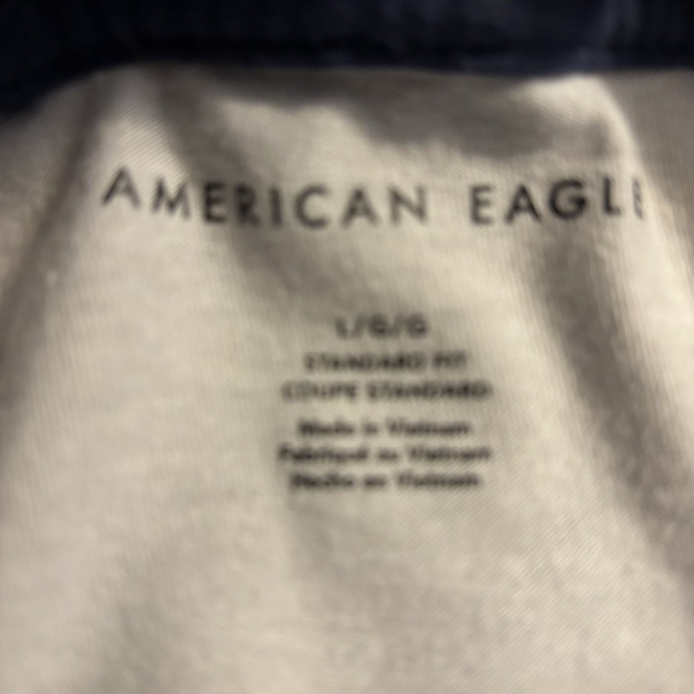 American eagle Men's L Hoodie With Drawstring And Kangaroo Pocket In Navy & Grey - Picture 4 of 4